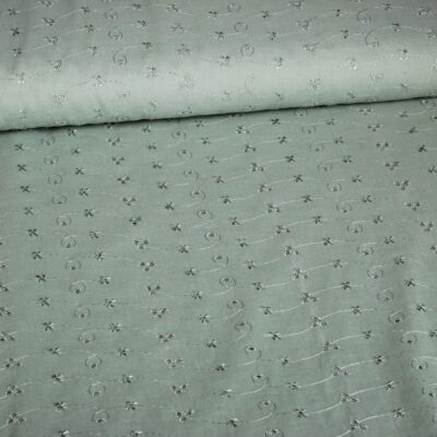 Tissu broderie vert ancien