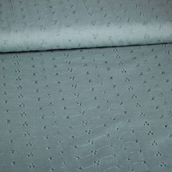 Tissu broderie vert ancien foncé