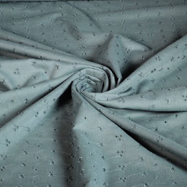 Tissu broderie vert ancien foncé