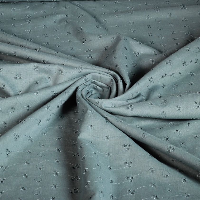 Tissu broderie vert ancien foncé