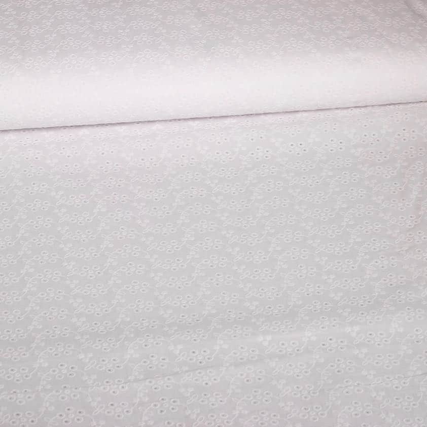 Tissu Swiss Broderie diamond blanc