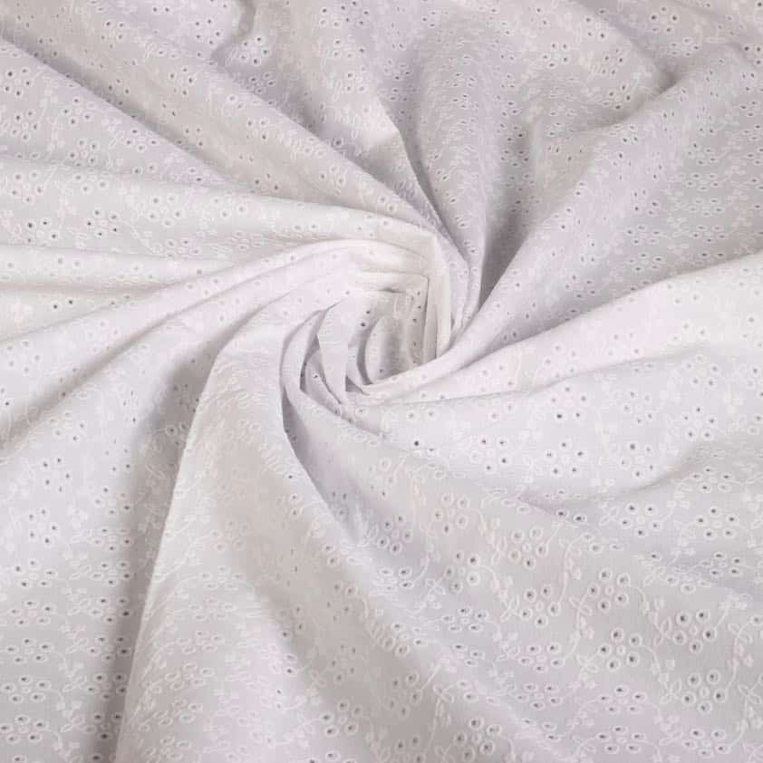 Tissu Swiss Broderie diamond blanc