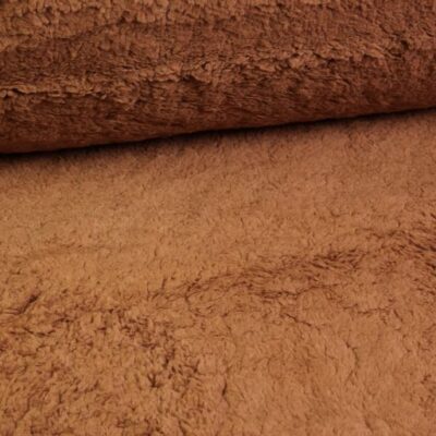 Tissu teddy Borg cognac brun
