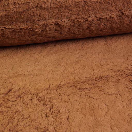 Tissu teddy Borg cognac brun