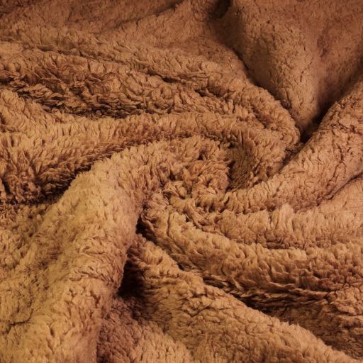 Tissu teddy Borg cognac brun