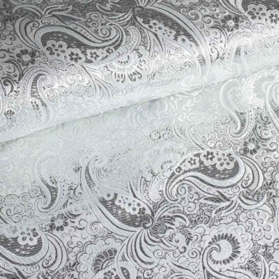 Tissu Jacquard Paisley argent
