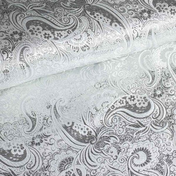 Tissu Jacquard Paisley argent