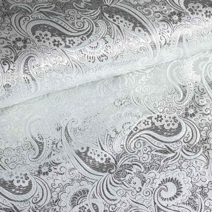 Tissu Jacquard Paisley argent