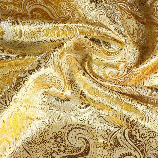 Tissu jacquard paisley écru or