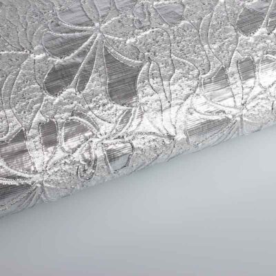 Tissu Jacquard fleur tone-in-tone lurex argent
