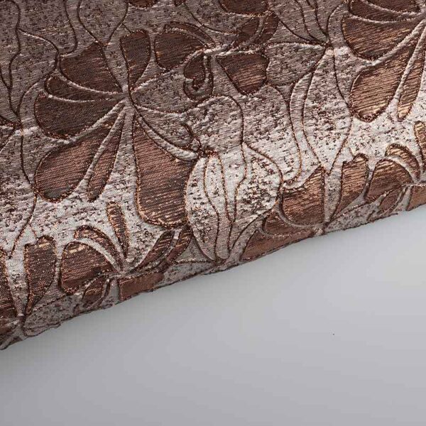 Tissu Jacquard fleur tone-in-tone Lurex brun