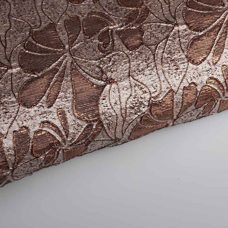 Tissu Jacquard fleur tone-in-tone Lurex brun