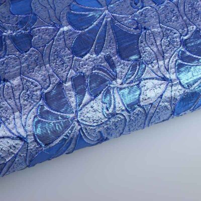 Tissu Jacquard fleur tone in tone lurex cobalt