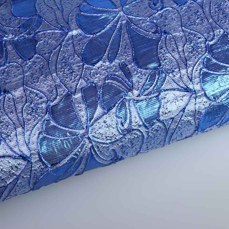 Tissu Jacquard fleur tone in tone lurex cobalt