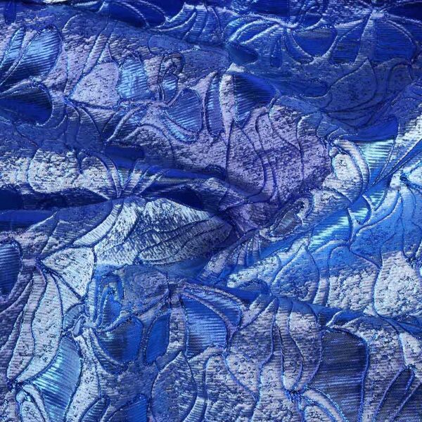 Tissu Jacquard fleur tone in tone lurex cobalt
