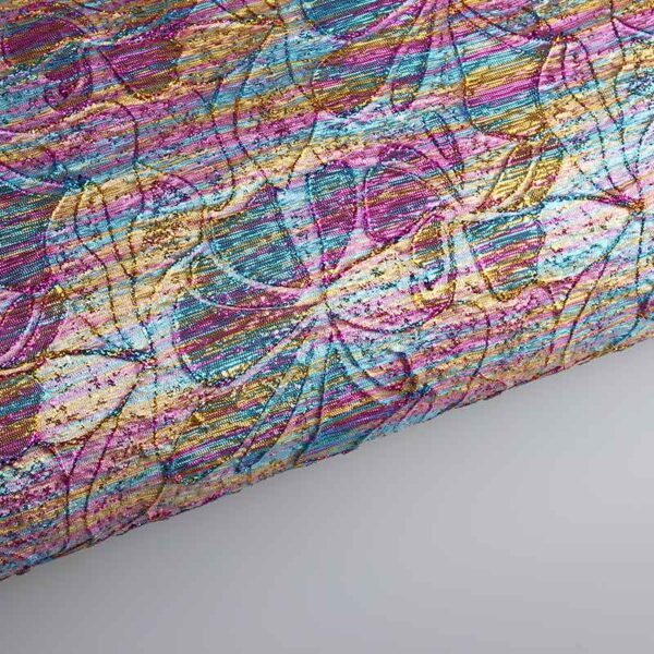 Tissu jacquard fleur multicolor avec lurex