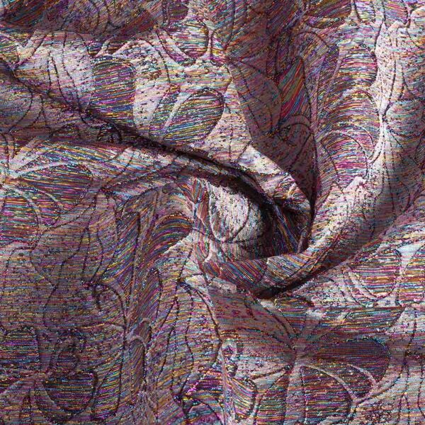 Tissu jacquard fleur multicolor avec lurex