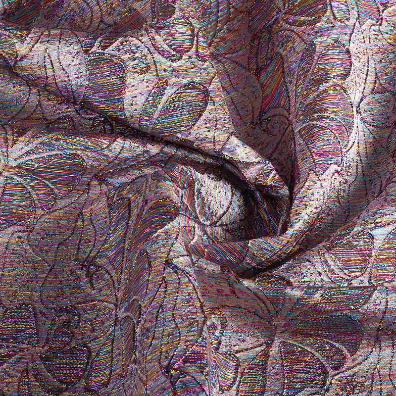 Tissu jacquard fleur multicolor avec lurex