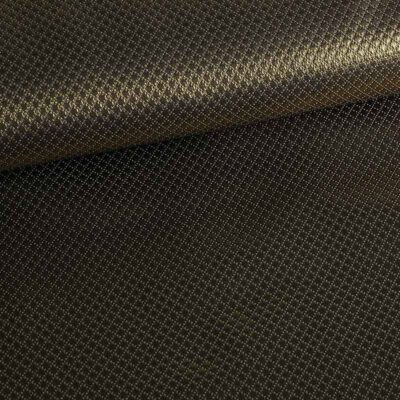 Tissu Jacquard mini carreaux métallisé noir/or