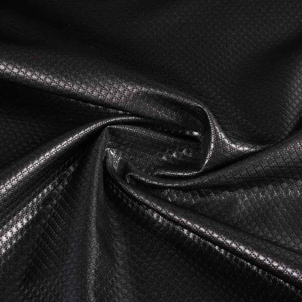 Tissu Jacquard mini carreaux metallic noir/argent