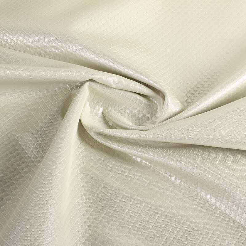 Tissu Jacquard mini carreaux métallisé écru/argent