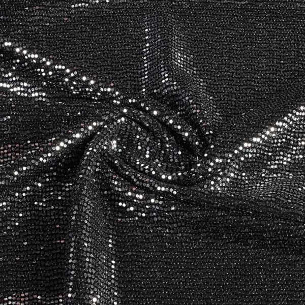 Tissu stretch paillettes pois argent