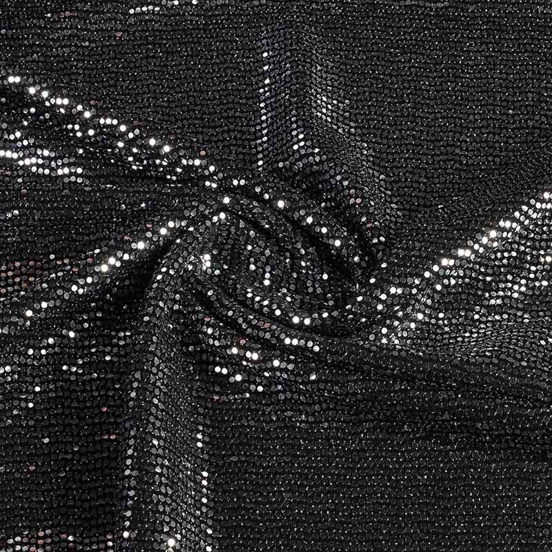 Tissu stretch paillettes pois argent