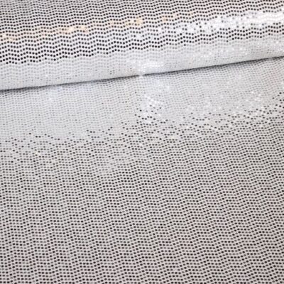 Tissu stretch pois paillettes blanc/argent