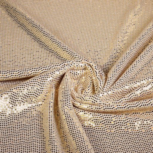 Tissu stretch pois paillettes blanc/or