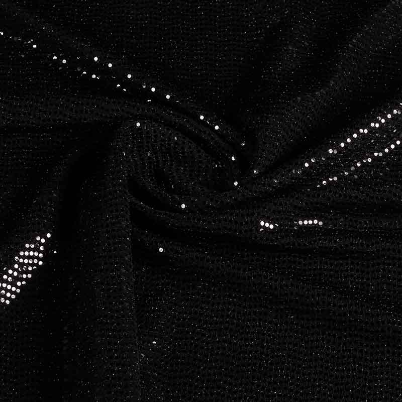Tissu stretch pois paillettes noir