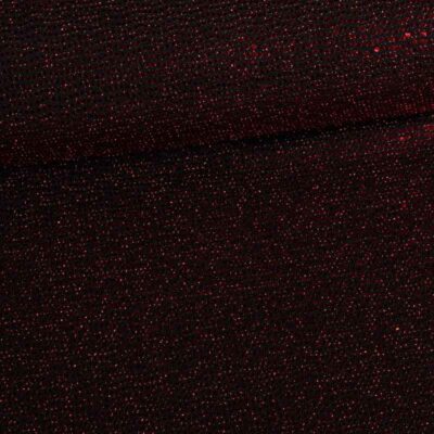 Tissu stretch pois à paillettes rouge