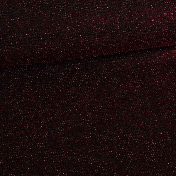 Tissu stretch pois à paillettes rouge