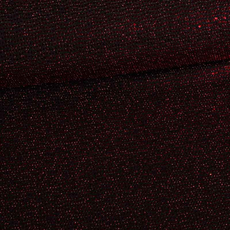 Tissu stretch pois à paillettes rouge