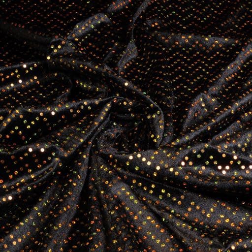 Tissu velours de panne noir or