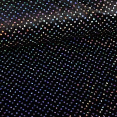 Tissu velours de panne noir argent hologramme paillettes