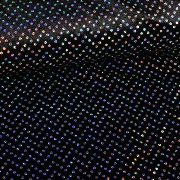 Tissu velours de panne noir argent hologramme paillettes