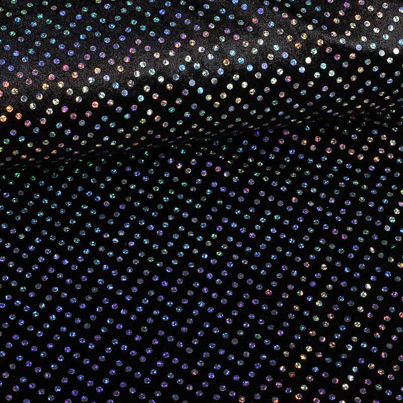 Tissu velours de panne noir argent hologramme paillettes