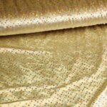 Velours de panne goud met zilveren hologram pailletten