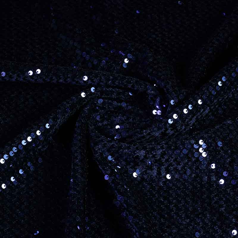 Tissu velours bleu foncé avec paillettes