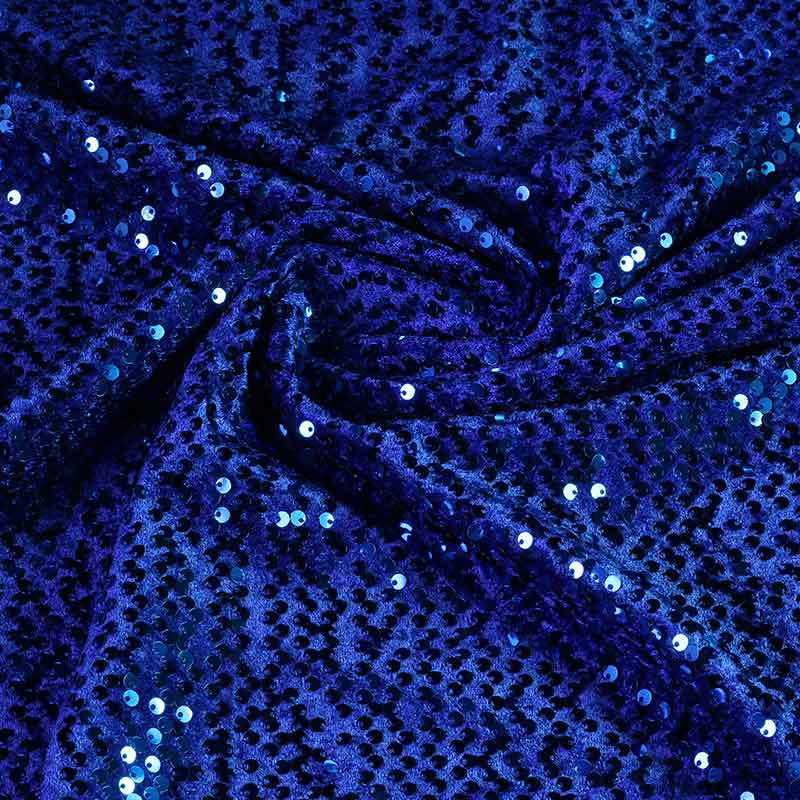Tissu velours cobalt avec paillettes