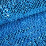 Velvet stof stretch aqua met pailletten