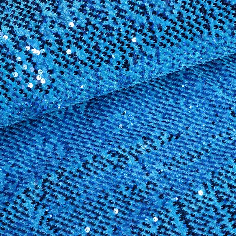 Tissu velours stretch aqua avec paillettes