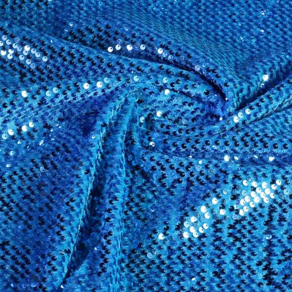 Tissu velours stretch aqua avec paillettes