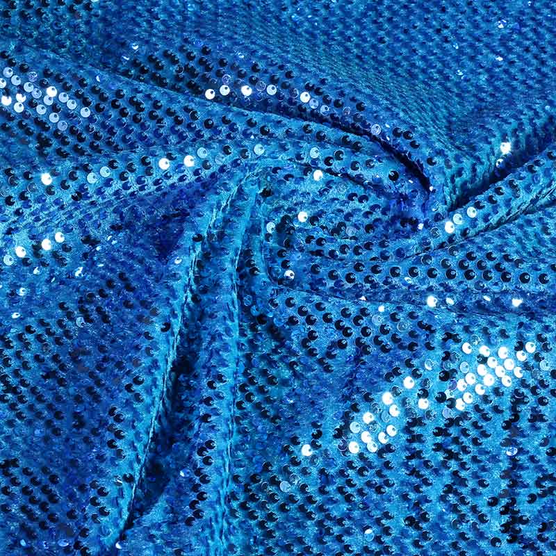 Tissu velours stretch aqua avec paillettes