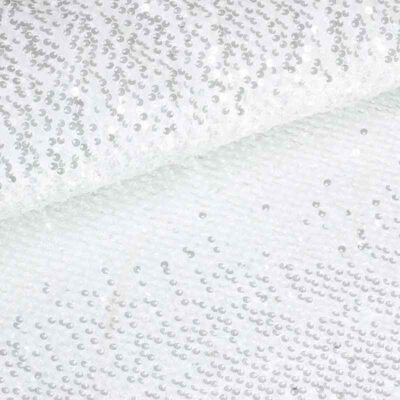 Velours stretch blanc avec paillettes