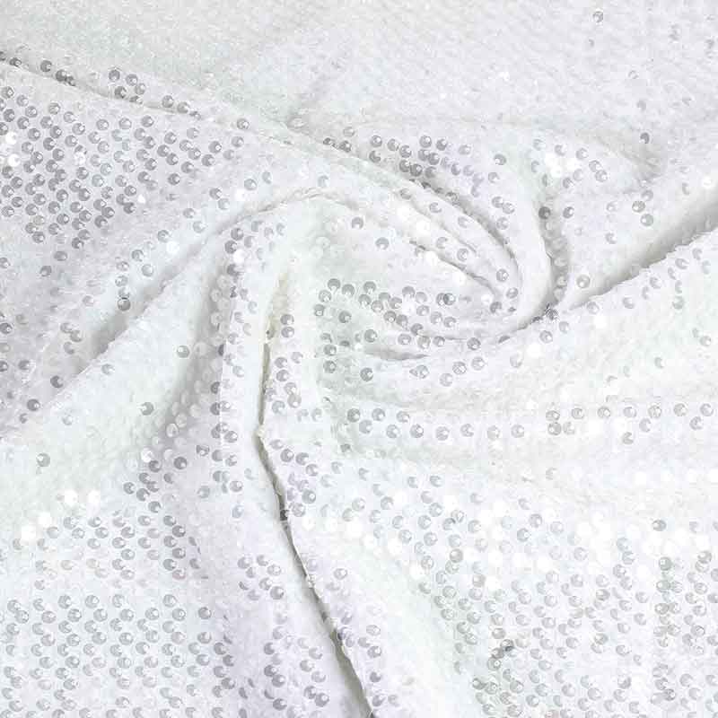 Velours stretch blanc avec paillettes