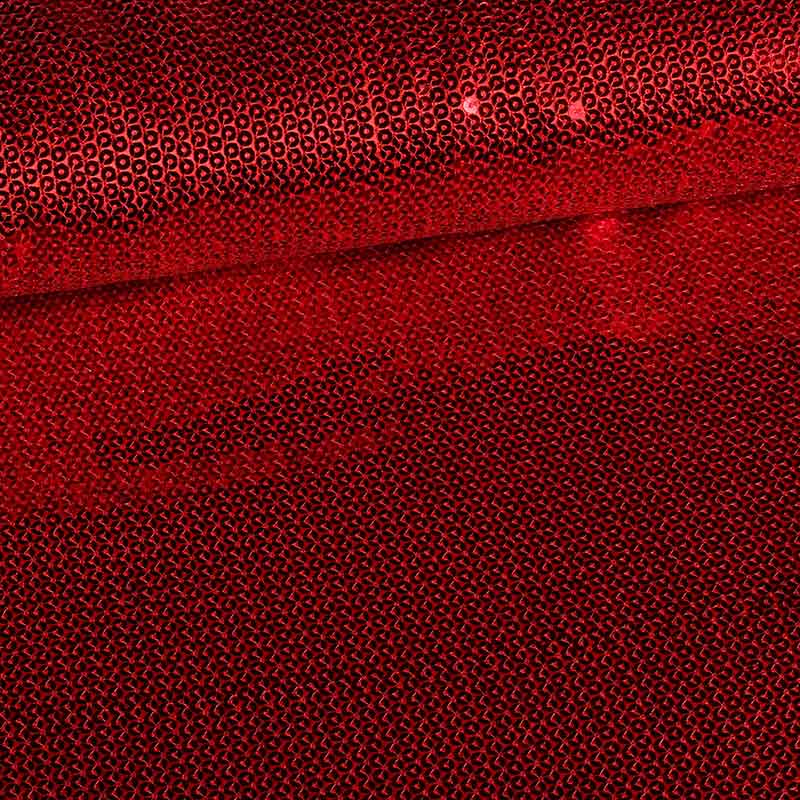 Tissu satin paillettes rouge