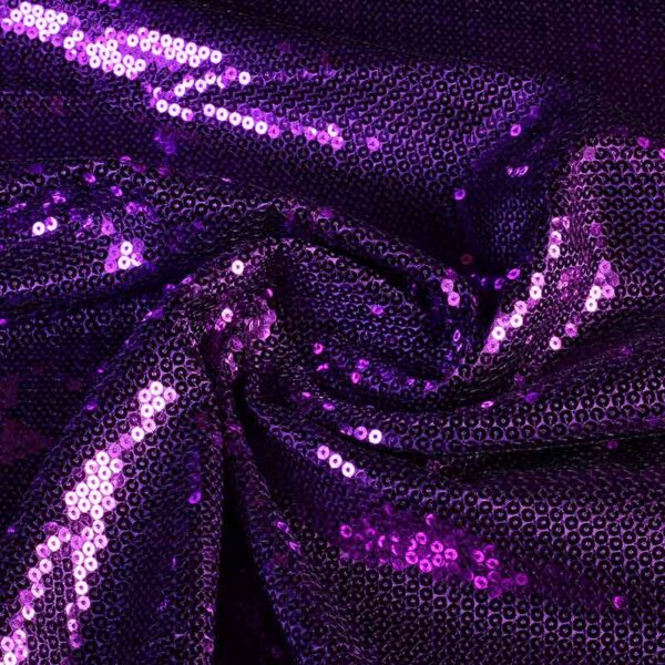 Tissu satin paillettes violet