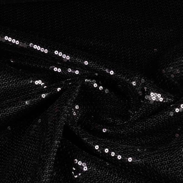 Tissu satin paillettes all over noir