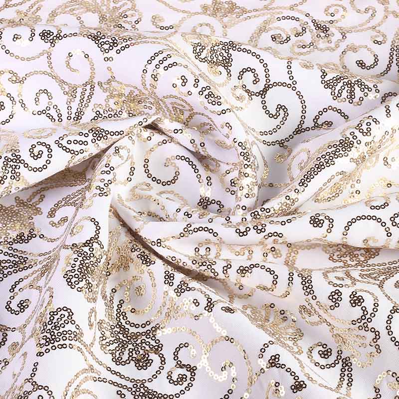 Tissu Terlenka blanc avec paillettes fantaisie dorées